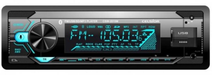 Автомагнитола "Celsior" BlueTooth CSW-2015M USB+USB Charge/microSD/Iso +пульт 7-цвет
