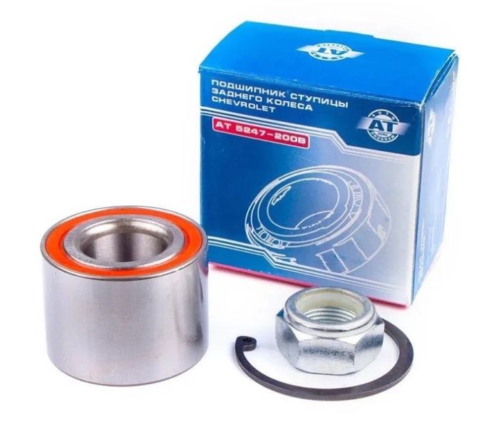 Подшипник ступицы  AVEO, Logan задний  "AT" + гайка, стоп. кольцо